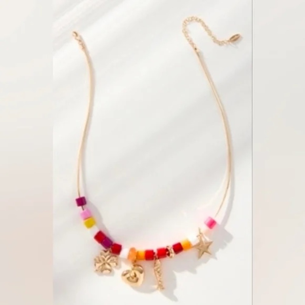 NWT Anthropologie Beaded Charm Necklace - Picture 2 of 6